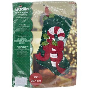 Plaid Bucilla Candy Cane Felt Stocking Maria Stanziani Christmas Craft Kit 85034
